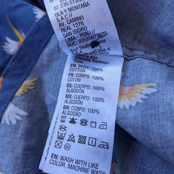 Quiksilver Button Up Shirt Parrots Modern Fit Blue - Picture 10 of 11